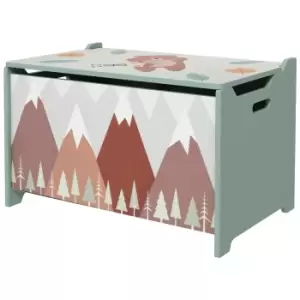 Image of ZONEKIZ Toy Box for Girls Boys, Kids Toy Chest with Lid Safety Hinge, Cute Animal Design, Green