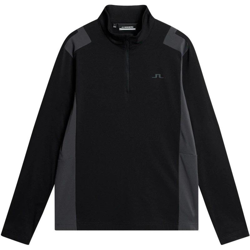 Image of J Lindeberg Lukas Quarter-Zip Mid-Layer Sweater Mens - Black M