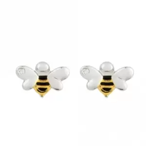 image of Recycled Silver & Gold Plated Bee Stud Earrings E6156