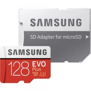 image of 128GB EVO Plus UHS-I MicroSDXC Memory Card with SD Adapter MB-MC128GA