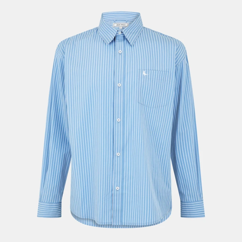 Image of Jack Wills Mens JW Long-Sleeve Plain Shirt Sky Blue male S