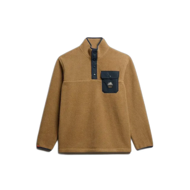 Image of Superdry Fleece sweatshirt with snap collar Superdry Fuji Marron Male L