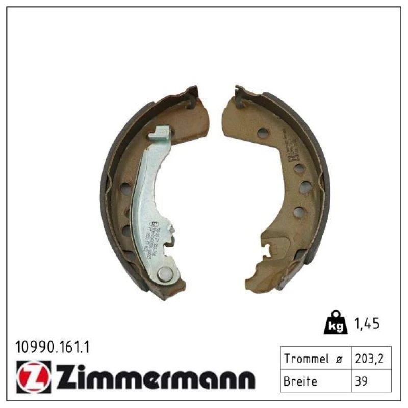 Image of ZIMMERMANN Brake Shoe Set ZIMMERMANN 10990.161.1