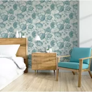 Image of DUTCH WALLCOVERINGS Wallpaper Krisha White and Blue - Multicolour