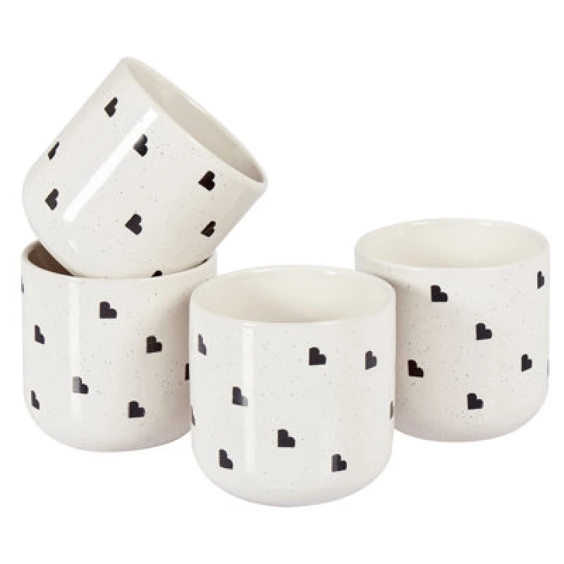 Image of Beliani Set Of 4 Mugs Annise Stoneware Off-White