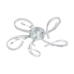 Image of Wall Flush Ceiling Light Chrome Shade White Clear Plastic Crystal LED 5x6.6W