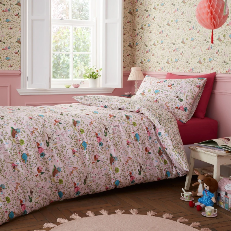 Image of Belle & Boo Fairytale Reversible Cotton Duvet Cover Set Duvet Cover Sets Single Pink 73363306010