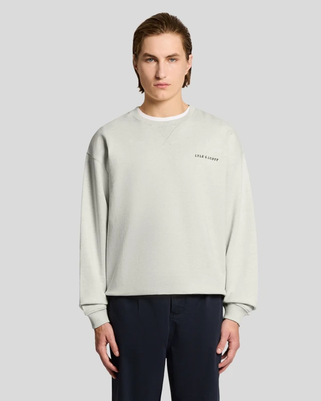 Image of Lyle & Scott Mens Heavyweight Script Sweatshirt in Beige
