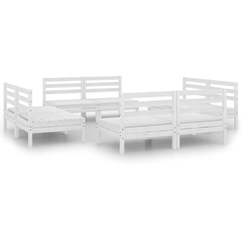 Image of VIDAXL 8 Piece Garden Lounge Set White Solid Pinewood vidaXL 8720286682951