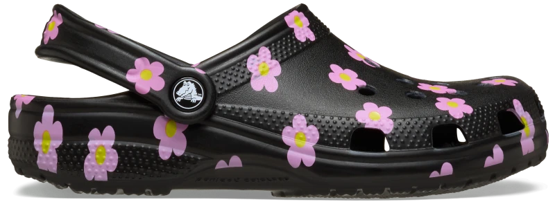 Image of Crocs Kids Classic Flower Clogs Black J1