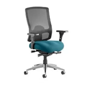 Image of Dynamic Synchro Tilt Task Operator Chair Height Adjustable Arms Regent Black Back, Maringa Teal Seat Without Headrest High Back