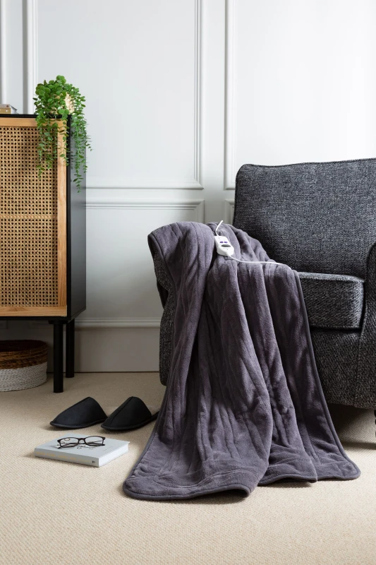 Image of Slumberdown Comfy Hugs Electric Blanket Heated Throw Charcoal