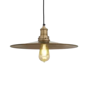 image of Industville Brooklyn Flat Pendant - 15" - Brass Shade Brass Holder / Brass Holder