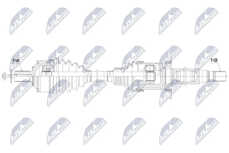 Image of NTY NPW-VV-175 Drive shaft 8-Speed Automatic Transmission, Front Axle Right Drive Shaft (13)