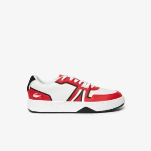 image of Mens Lacoste L001 Leather Colour Contrast Trainers Size 10 UK Red / White