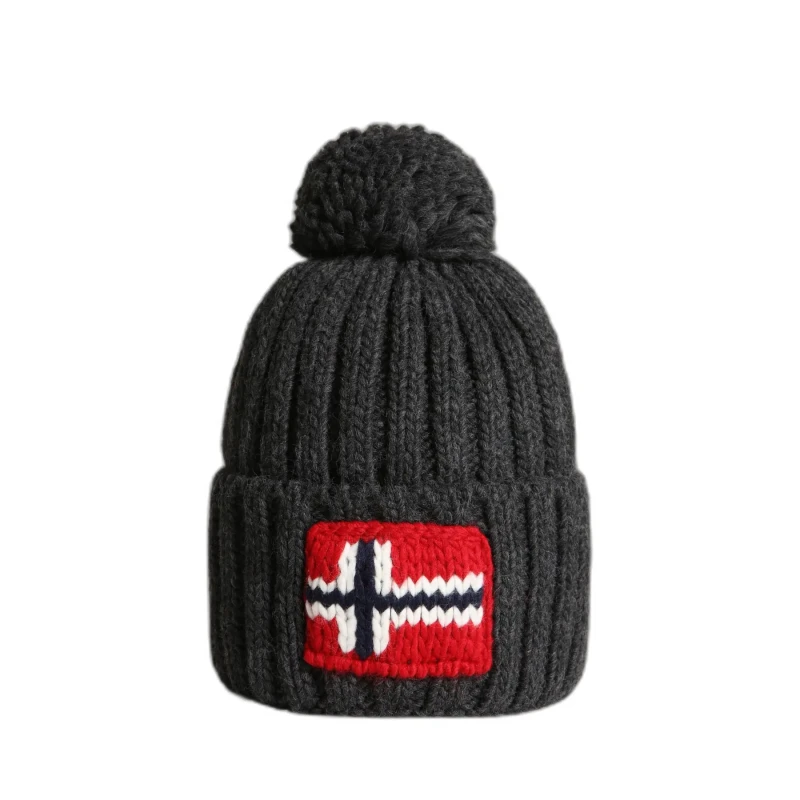 Image of Napapijri Beanie Hat - Grey Grey Mens