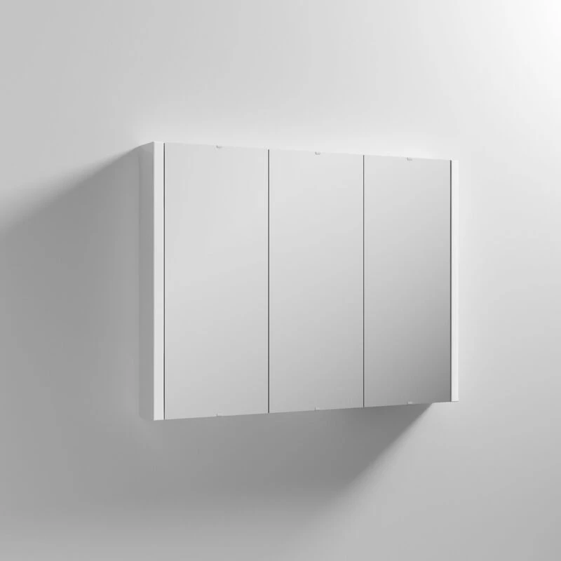 Image of NUIE Eden 3-Door Mirrored Cabinet 650mm h x 900mm w - White - Nuie nvm116