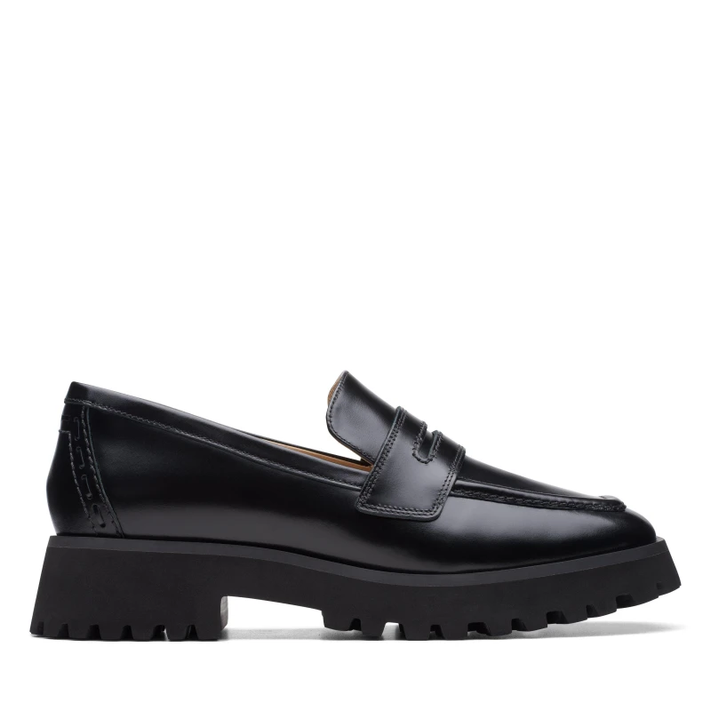 Image of Clarks Womens Stayso Edge Leather Loafers - UK 5 Black Shoes female 26174705 5