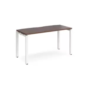 image of Bench Desk Single Person Starter Rectangular Desk 1400mm Walnut Tops With White Frames 600mm Depth Adapt