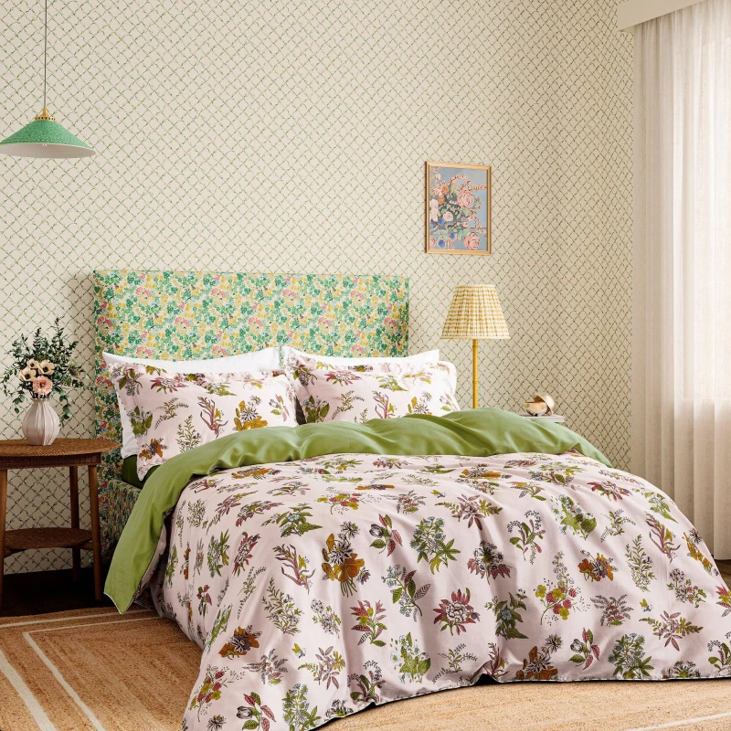 Image of Harlequin Woodland Floral Duvet Cover Set Rose & Peridot unisex Single