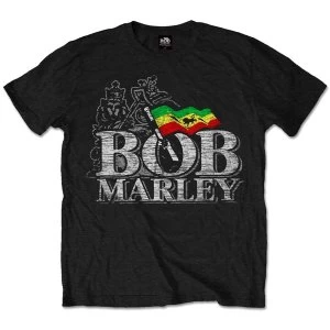 image of Bob Marley - Distressed Logo Unisex Small T-Shirt - Black