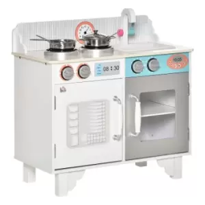 Image of Homcom Kids Wooden Toy Kitchen Pretend Playset With Sink Faucet Pot For 3-6 Years