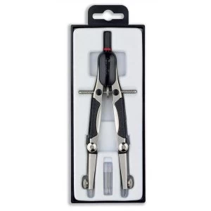 image of Rotring Master Bow Compass Rapid Adjustment 2 Hinged Legs Pivot 4.0mm Length 170mm