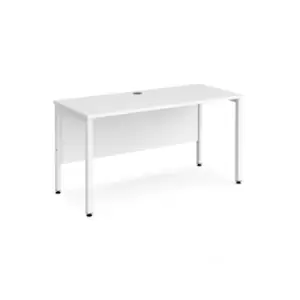 image of Office Desk 1400mm Rectangular Desk With Bench Leg White Tops With White Frames 600mm Depth Maestro 25