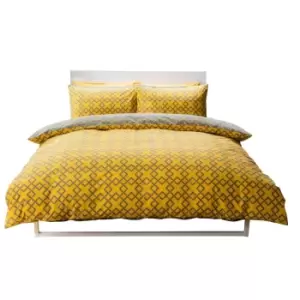 image of Belledorm Atlanta Duvet Cover Set (Superking) (Saffron/Grey)