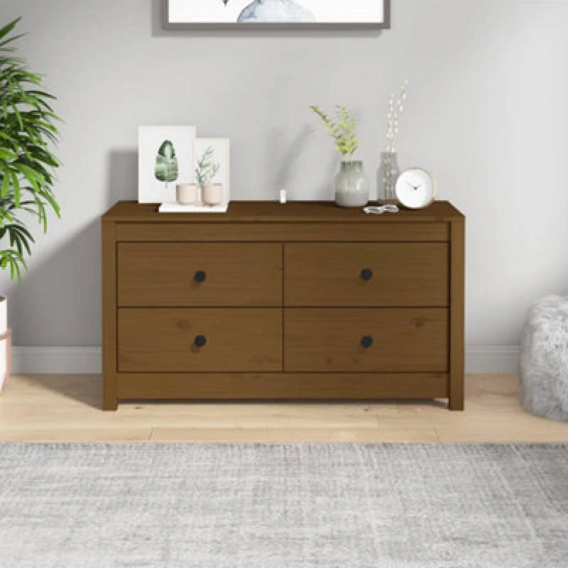 Image of Vidaxl Side Cabinet Honey Brown 100X40X54cm Solid Wood Pine, Brown 821777