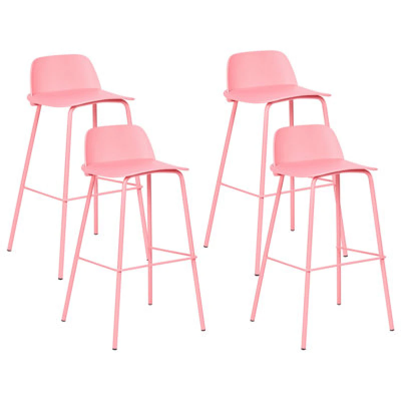 Image of Beliani Set Of 4 Bar Chairs Mora Pastel Pink