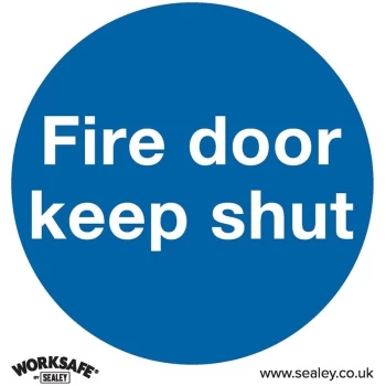 image of SS1P10 Mandatory Safety Sign - Fire Door Keep Shut - Rigid Plastic - Pack of 10 - Sealey