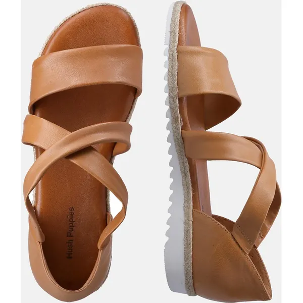 Image of Hush Puppies Womens Gemma Leather Strappy Wedge Sandals - UK 6 Brown female GDE2390TAN6