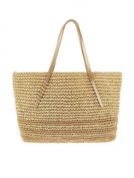 image of Monsoon Cassie Stripe Straw Shoulder Bag - Natural