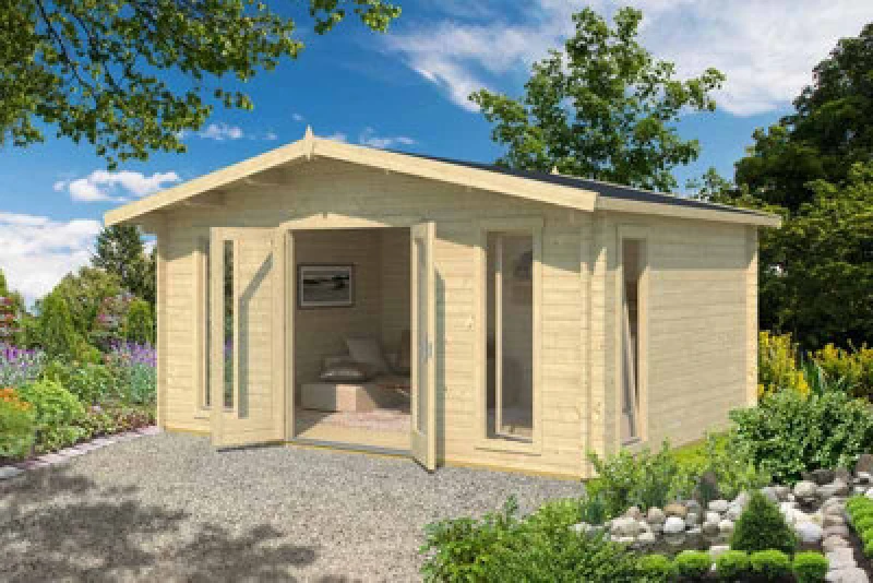 Image of Lasita Maja Elgin 44 W/o Doors + Elgin 44 Dgp+-Log Cabin, Wooden Garden Room, Timber Summerhouse, Home Office - L527.9 X W430 X H267.9 Cm