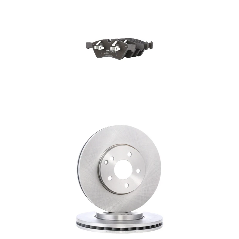 Image of RIDEX 3405B2652 Brake disc and pads set Front Axle, Brake Disc Type: internally vented, prepared for wear warning indicator Brake Set,disc brakes (34