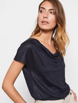 Image of Mint Velvet Shimmer Linen Top - Navy