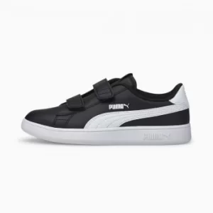 PUMA Smash V2 Leather Kids Trainers, Black/White, size 11.5, Shoes