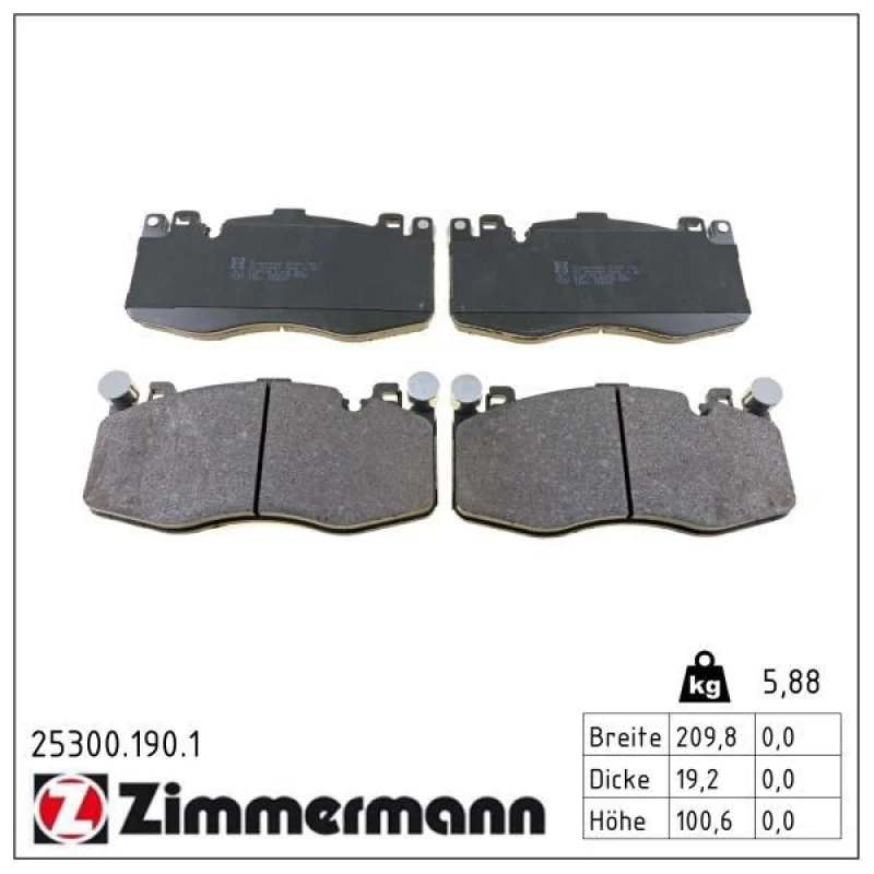 Image of ZIMMERMANN Brake pad set ZIMMERMANN 25300.190.1