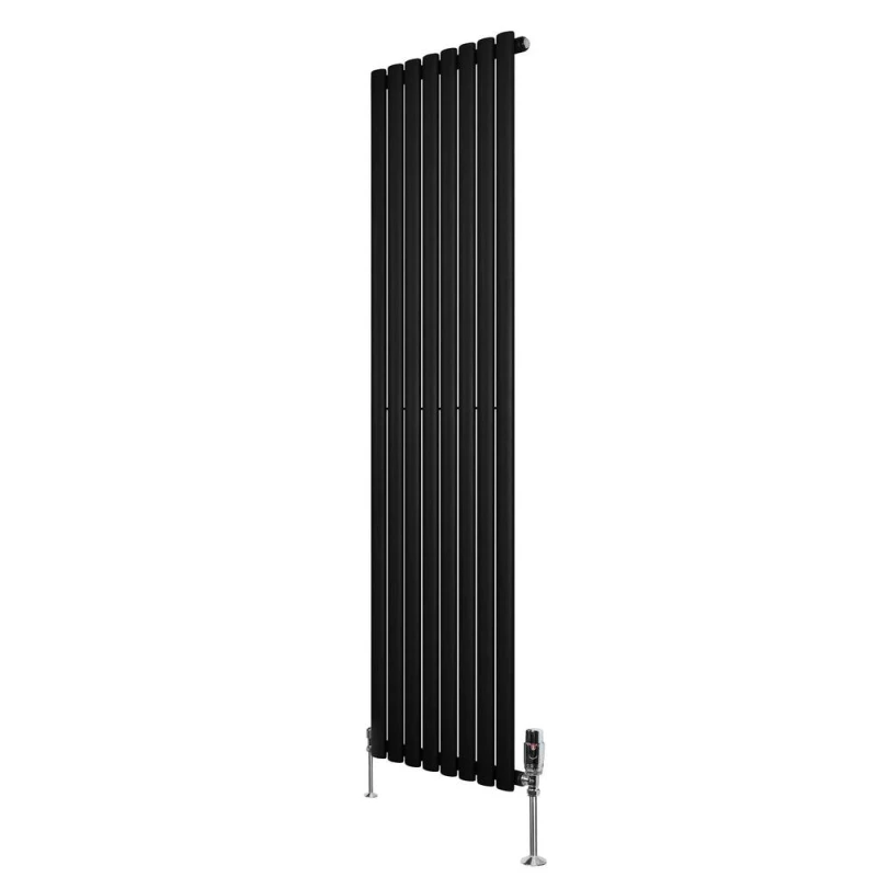 Image of Monstershop Oval Single Column Radiator & Valves - 1800mm x 480mm - Black Unisex