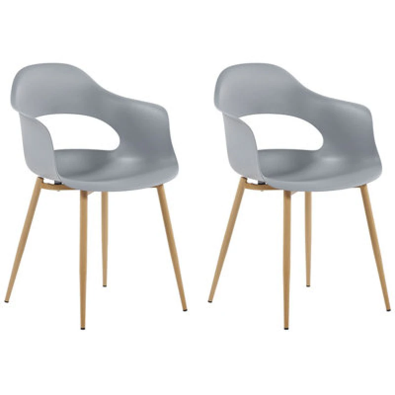 Image of Beliani Set Of 2 Dining Chairs Utica Light Grey