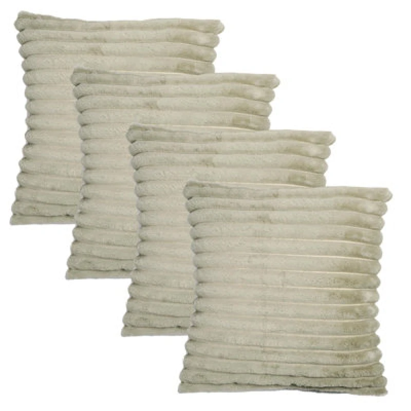 Image of OHS OHS 4 x Faux Fur Thick Rib Cushion Covers in Green Size: 45cm x 45cm Green 45cm x 45cm Unisex 5027434218844
