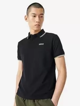 Image of Barbour International Rider Tipped Polo Shirt - Black, Size L, Men