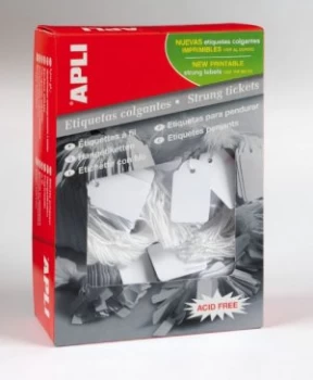 Image of Value Apli Strung Tickets 28x43mm White (PK500)