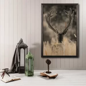 Image of Stag XL Multicolor Decorative Framed Wooden Painting