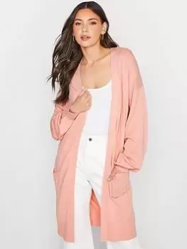 Image of Long Tall Sally Fine Knit Balloon Slv Cardigan - Pink, Size 14-16, Women