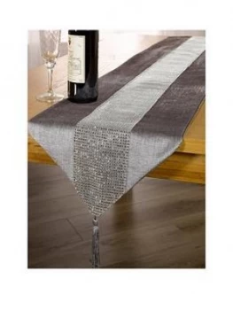 Image of Waterside 7 Piece Velvet Diamante Runner Set In Silver