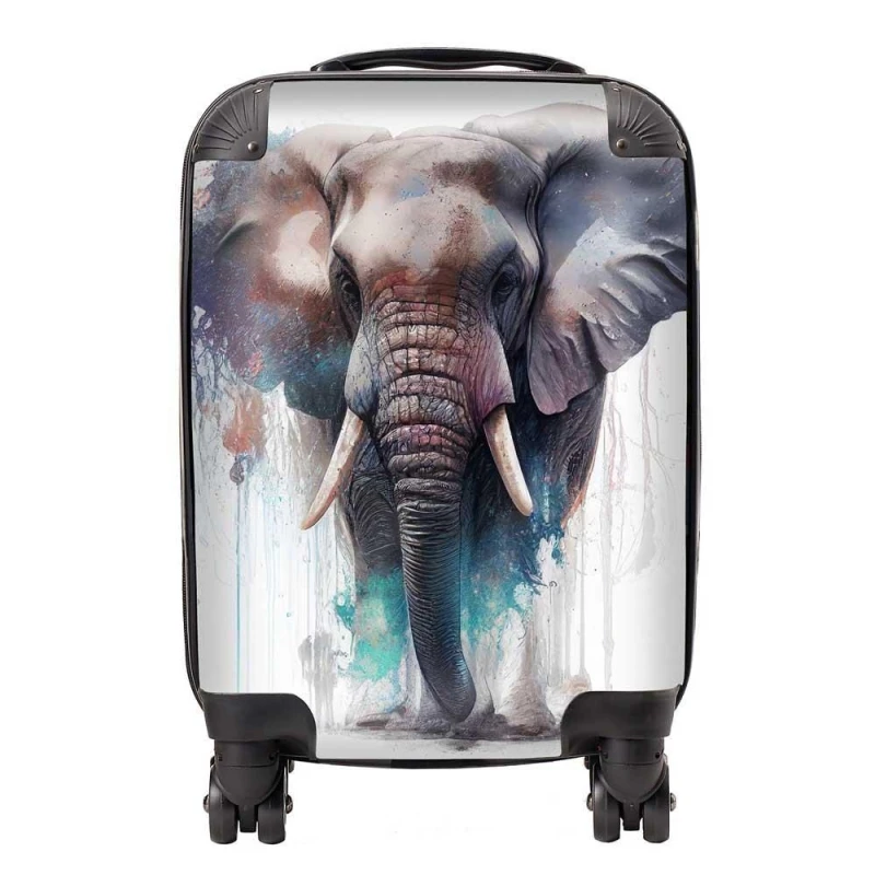 Image of Warren Reed - Designer Elephant Splashart Suitcase in Yellow Size: Small Yellow Unisex Small