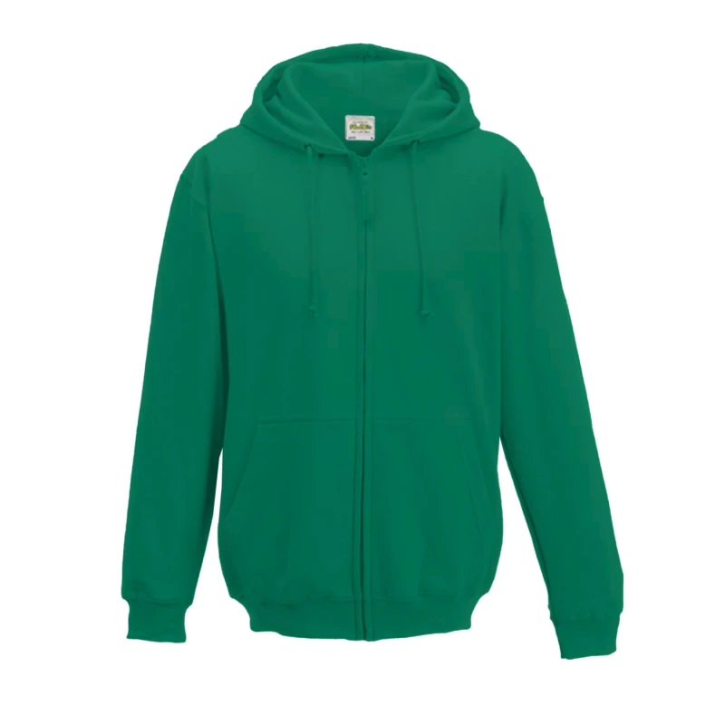 Image of AWDis AWDis Men Plain Hooded Full Zip Hoodie Zoodie in Bottle Green Size: large Bottle Green L Male 5055747779059