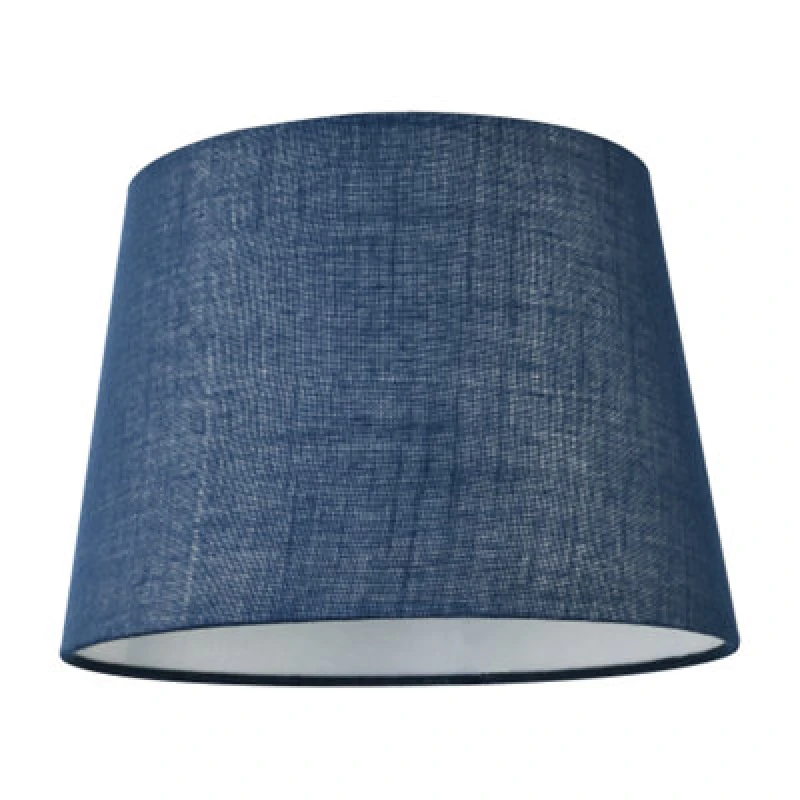 Image of Happy Homewares Modern Denim Effect Navy Midnight Blue Linen Fabric Drum Lamp Shade
